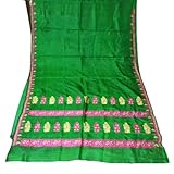 Muster: Ethnisch, Farbe:Grün, Material:Seidenmischung, Zweck: Basteln/Mode und Bekleidung, Größe-Länge-5 Yard Long X Width-116 Wide