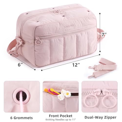 Image of MYBAGZIGN Crochet Bag Organizer for Yarn & Hooks, Large Capacity Yarn Storage Bag with Yarn Holder Holes, Portable Crochet & Knitting Bag for Crocheting on the Go, Craft Travel Bag Gifts for Women