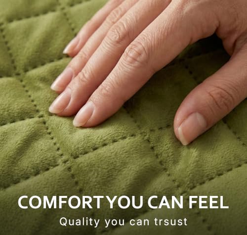 Image of BSB HOME 300 TC Premium Sofa Cover, Quilted Sofa Seat Cover with Decorative Tassels, Soft Comfortable Couch Protector, Stylish Furniture Cover for Living Room, 30 x 24 Inches (76 x 61cm) - Moss Green
