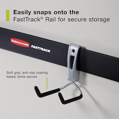 Image of Rubbermaid Fasttrack Cord Hook Garage Organization and Storage Heavy Duty Storage for Coolers /Cords /Ropes /Hoses (Pack of 6)