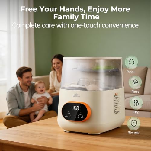 Image of Baby Bottle Washer Steam Dryer: All in One Cleaning Machine for Bottles Pump Parts & Baby Essentials Replaces Hand Washing Effortless Daily Use