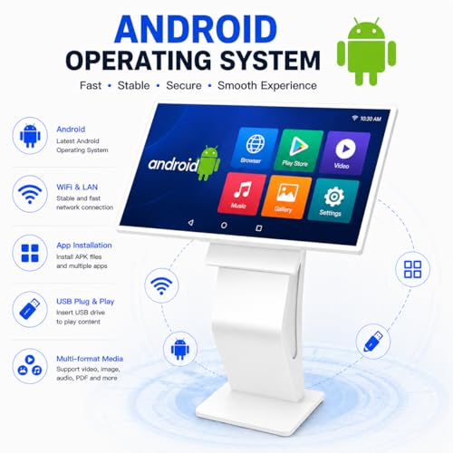 Image of 32 inch Touch Screen Kiosk, Android System, Install APP, Browser, Digital Signage Kiosk, K-Style Stand Digital Signage Display, Interactive Display Mall Navigation /Advertising /Retail Store