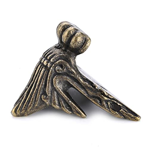 Boîte en bois antique pieds jambe triangle rotin sculpté de 40x30mm - 4