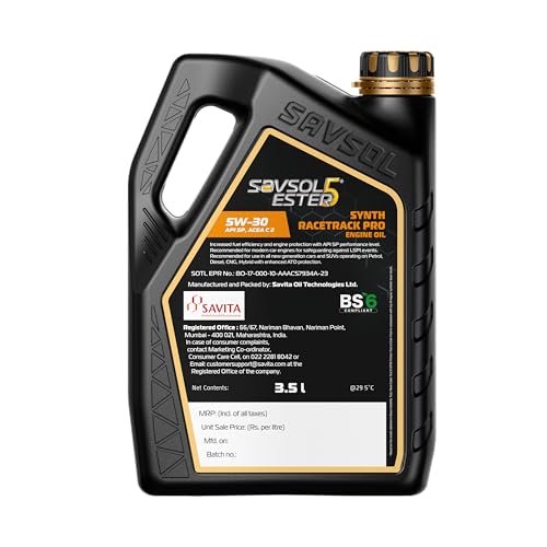 Image of SAVSOL ESTER5 SYNTH RACETRACK PRO 5W-30, Fully Synthetic Engine Oil for Cars (3.5L)