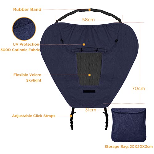 WD&CD Uniwersalna osłona przeciwsłoneczna, markiza chroniąca przed słońcem w kolorze granatowym, osłona przeciwsłoneczna do wózków dziecięcych, regulowana osłona przeciwsłoneczna z torbą do