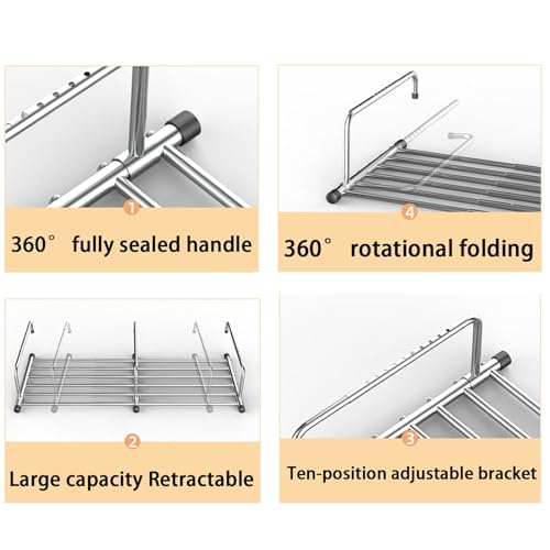 Balcony Radiator Clothes Dryer,Folding Retractable Collapsible Drying Rack Clothing, Wall Mounted Clothes Rack,Stainless Steel Laundry Drying Rack, For Shoes, Socks, Towels, Potted Plants (Color : Si - Image 4