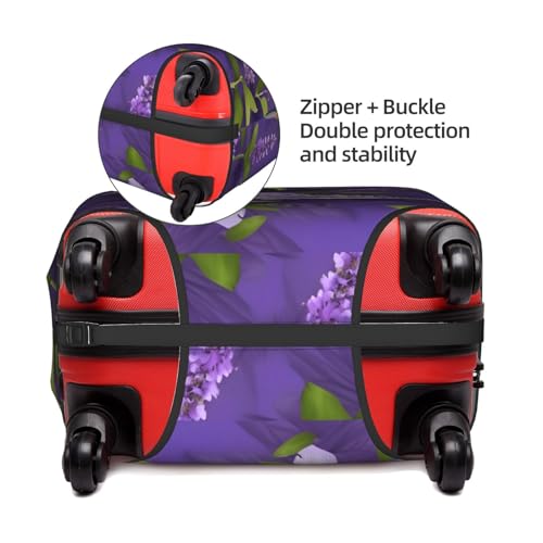 Bird in Purple Lavender Floral Flowers print Trolley Suitcase Protective Cover Luggage Protective Cover Unique Double Sided Pattern3