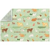 JAVENPROEQT Alfombra antideslizante de 5 x 7 pies para sala de juegos para niños, animales de granja, vaca, oveja, cerdos, pollos y patos, base antideslizante, rectangular grande para sala de estar,