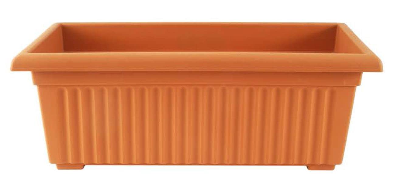 Optimal Products Plastic Trough Plant Pot Long Plastic Planter Outdoor Garden Herb Flower Box UK (70cm Trough Terracotta, 1)