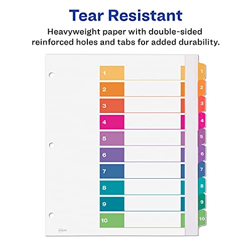 Avery 11165 Extra-Wide Ready Index Dividers For 3 Ring Binders, 10 Tab Set thumb #5