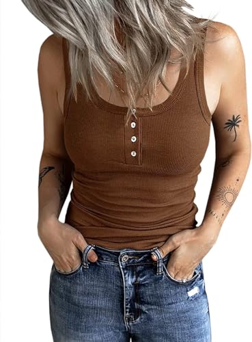 Fessceruna Damen Tops Sexy U-Ausschnitt Tank top Ärmellos Sommer Oberteile...