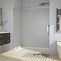 Frameless Sliding Shower Door,44-48" W x 76" H Glass Shower Door,5/16" Thick Tempered Clear Glass with Explosion-Proof Film Coating, Stainless Steel Hardware, Brushed Nickel