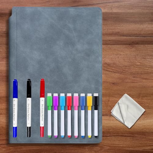 MandA® PIZARRA BLANCA pequeña | CUADERNO Pizarra PLEGABLE, BORRABLE y PORTÁTIL | Pizarra MAGNÉTICA | 2 x A5 + 11 Rotuladores + Borrador - Cuaderno de pizarra | INFANTIL| OFICINA | ESTUDIAR | Gris. - imagen 9