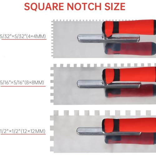Llana dentada cuadrada de acero inoxidable para azulejos sin burbujas con guantes y esponja 6