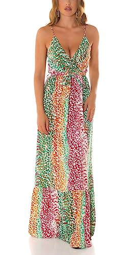 Koucla Maxikleid mit Animal Print mit tiefem V-Ausschnitt L/XL