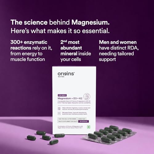 Image of Origins Nutra 5-in-1 Magnesium + D3 + K2-7 for Men | 440 mg Magnesium