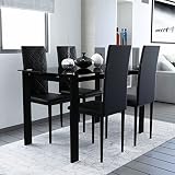 Yoglad Dining Table and Chairs, Dining Table/Chairs Set, Simple Style Table with Tempered Glass Top,