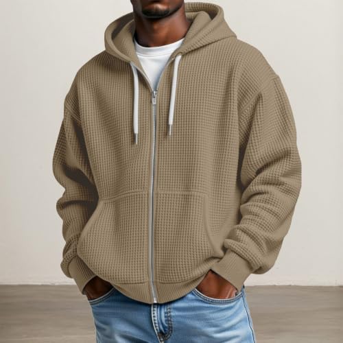 Sudadera con capucha para hombre diseño de gofres transpirable con cremallera 2