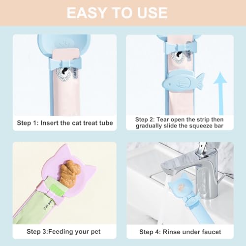 Image of PETPAWLOVELY-2PCS Cat Treat Spoon Squeeze,Cat Strip Feeder Spoon,Multi-Function Dispenser Tool,Easy Feeding Spoons for Licky Treats,Pet Food Spoons for Wet Food(2 Color)