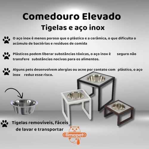 Comedouro Elevado para Cães Grandes, Extrutura de Alumínio com Pintura Eletrostática, Tigela Inox Re