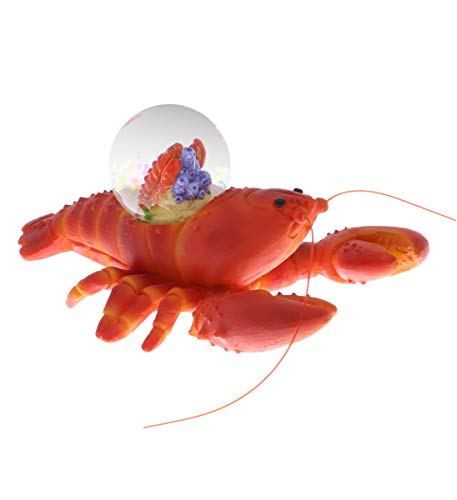 CoTa Global Animal Glitter Snow Globe Glass Collectibles, Cool Land & Ocean Decor Wildlife Figurines Snow Globes Centerpiece, Nautical Water Globes for Home Decor & Shelf Decorations 45mm - Lobster