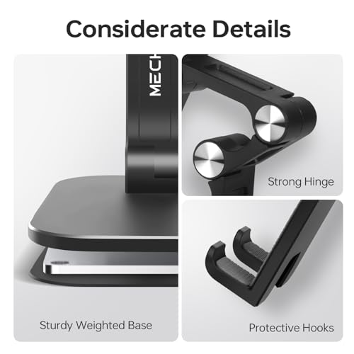 Foldable Phone Stand for Desk - Adjustable Height & Angle Cell Phone Holder, Portable Tablet Stand with Anti-Slip Base for Home, Office, and Travel, Compatible with iPhone & All 4-11" Devices (Black) - image 4
