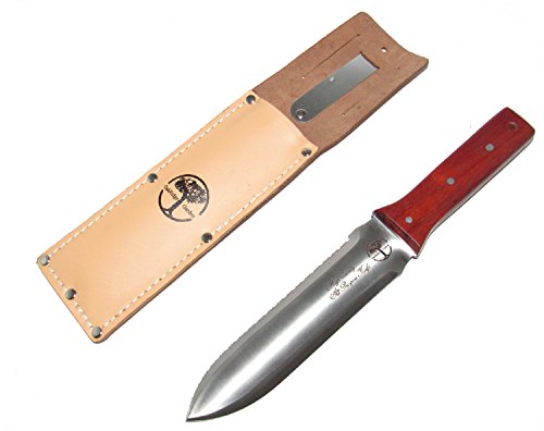 Oakridge Garden Hori Hori Knife Tools | Japanese Style Stainless Steel Gardening Knife with Handguard | Serrated Edge with Leather Sheath A Perfect Hand Weeding Tool