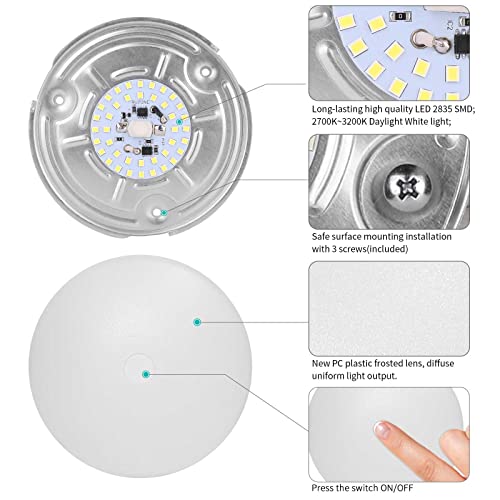 Image of RVZONE 4.5 Inch RV LED Ceiling Puck Light RV Boat Interior Light DC 12V Surface Mount Ceiling Dome Light, 4.5W Panel Downlight for Camper Van Travel Trailer Motorhome (Warm Light, Pack of 5)