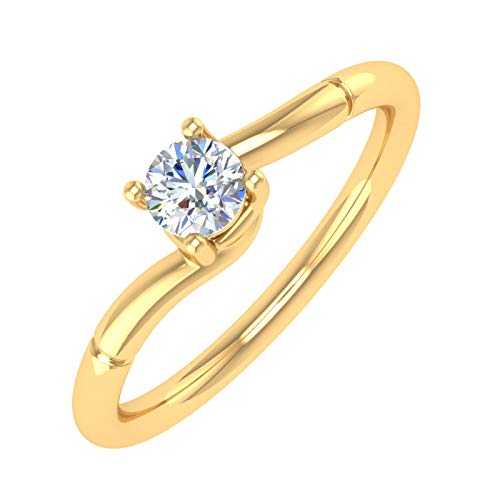 FINEROCK 1/4 Carat 4-Prong Set Diamond Solitaire Engagement Ring Band in 14K Gold - IGI Certified