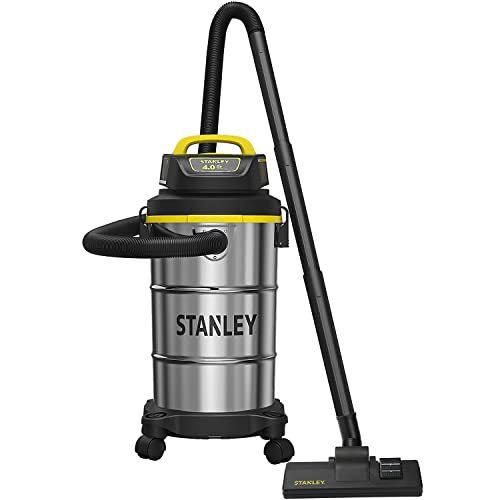 Stanley 5 Gallon Wet Dry Vacuum, Powerful 4 Peak HP Motor, Stainless Steel Tank, Ideal for Home, Garage, Job Site, Outdoor, Model: SL18130
