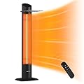 EAST OAK Electric Outdoor Indoor Heater, 1500W Portable Patio Heater, IP55 Waterproof Indoor Infrared Heater with Tip-over & Overheating Protection and 2 Heat Levels, 24 Hours Timing, 2024 Upgrade