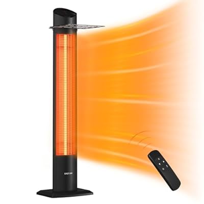 EAST OAK Electric Outdoor Indoor Heater, 1500W Portable Patio Heater, IP55 Waterproof Indoor Infrared Heater with Tip-over & Overheating Protection and 2 Heat Levels, 24 Hours Timing, 2024 Upgrade