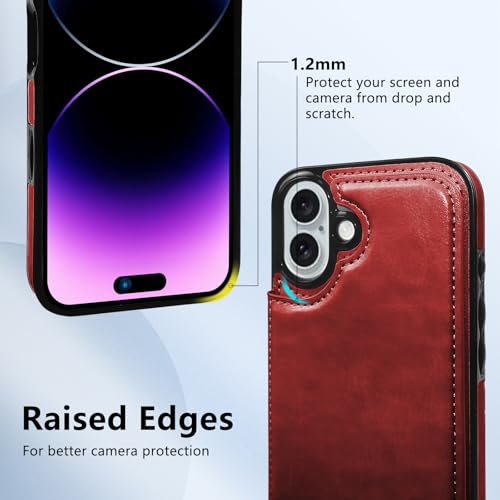 Étui en cuir de qualité pour iPhone 16 avec clapet magnétique premium - 5