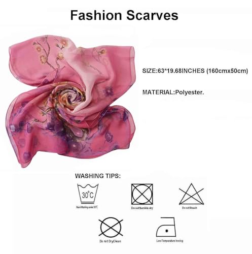 Image of Pokeedioty Scarfs for Women Lightweight Scarves Elegant Floral Pattern Sheer Scarfs Shawls Wraps