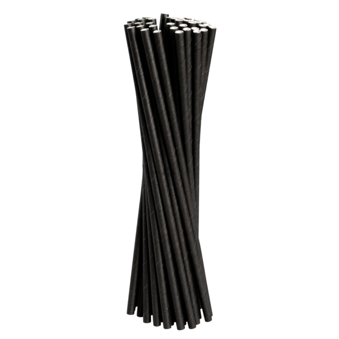 Abena Gastro Black Biodegradable Straws - Pack of 100 | Long Drink Straws for Milkshakes, Cocktails & More