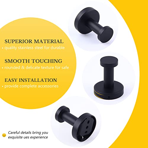 Aplusee Bathroom Towel Hook 2 Pack, Stainless Steel Round Coat Robe Hanger, Contemporary Decorative Toilet Kitchen Clothes Wall Holder (Matte Black) #TOP7