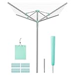 SONGMICS Rotary Washing Line, Clothes Lines for Outside, Foldable Clothes Airer, Outdoor Garden, with Clips and Protective Cover, 147.6 ft (45 m) Length, for 4 Loads of Laundry, Silver LLR306EZ01