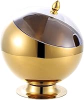 Vista 1 de Azucarero esférico de acero inoxidable dorado condimento tarro mentas titular tazón con rollo superior