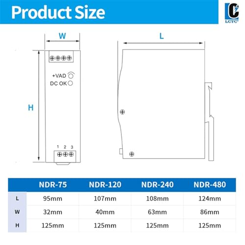 NDR-75-12 12V 6,3A transformateur de puissance AC/DC unique - 3