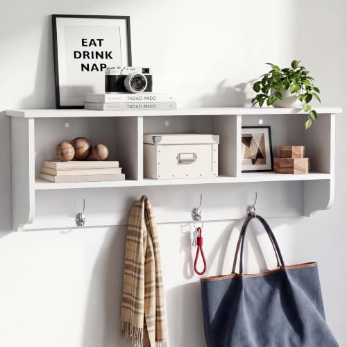 TUNGTAR 38.6inch Wall Mounted Entryway wooden Coat Rack with Storage