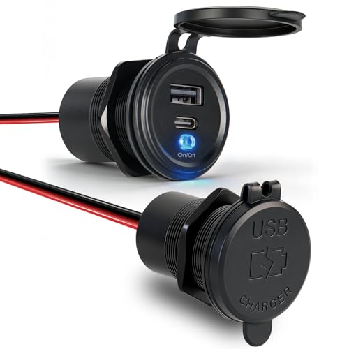 Image of Aluminum 12V USB Outlet with Switch, 48W Waterproof Car USB Socket