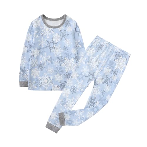 Organic Cotton Boys Girls Pajama Set, 2-Piece Kids Long Sleeve Top and Pants Pajamas, Toddler Snug Fit Sleepwear Set