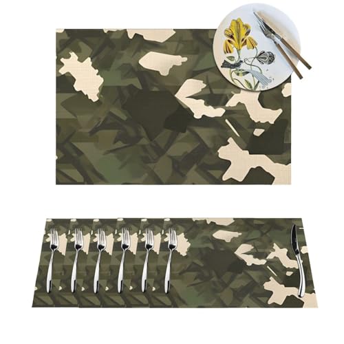 Set de table cuisine extérieur résistant à la chaleur motif camouflage 4x
