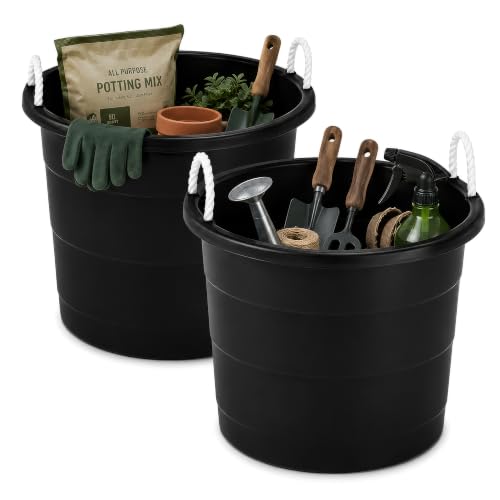HOMZ Utility Tub, Storage Bucket with Rope Handles...