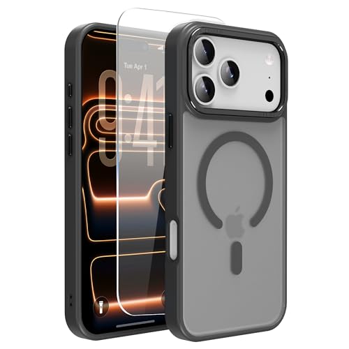 Image of Magnetic for iPhone 17 Pro Phone Case, [Compatible with MagSafe], Screen Protectors X1, [Military Grade Drop Protection],Matte Finish,Slim,Shockproof,Protective (Black Magnetic, 17 PRO)