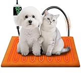 Sumeriy ペット用ホットカーペット 猫用 犬用 12段階タイマー設定 7段階温度調節 小動物の寒さ対策 PVC被膜で噛みつき防止 防寒対策 省エネ 過熱保護 ペット用 PSE認証済み 防水 難燃保護 水洗い可能 50×46cm (ブラウン)