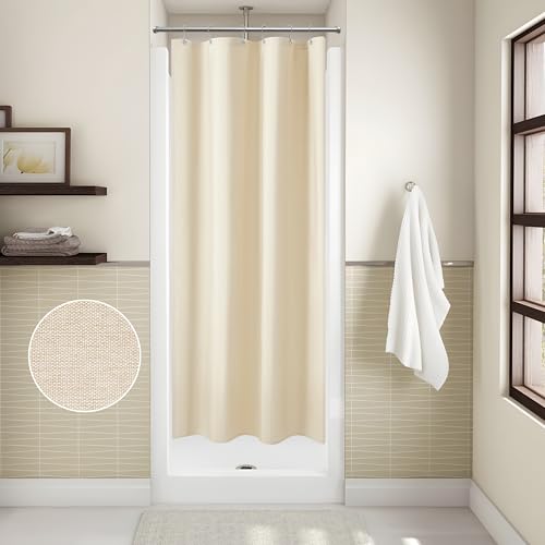 Miniatura 5 de Cortina De Ducha Para Baño Con Ganchos De Metal Cortina De Ducha De Tela De Lino Cortina De Baño Resistente Para Bañera Ducha, Impermeable - 92 X 182cm Beige