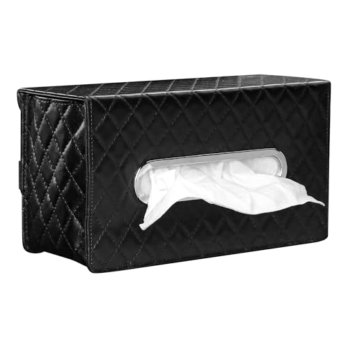Qirc Taschentuchbox zum Aufhängen an der Kopfstütze im Auto, Taschentuchbox mit magnetischer Klappabdeckung, PU-Leder-Serviettenboxen, Organizer, große Taschentuchbox, Aufbewahrung im Auto, passend