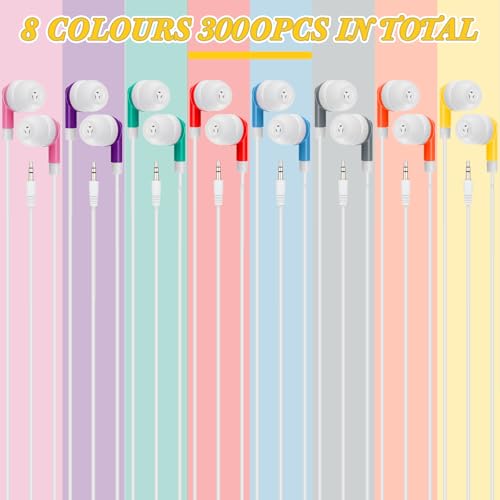 Image of Kigeli 300 Packs Wired Earbuds Bulk, Multicolor
