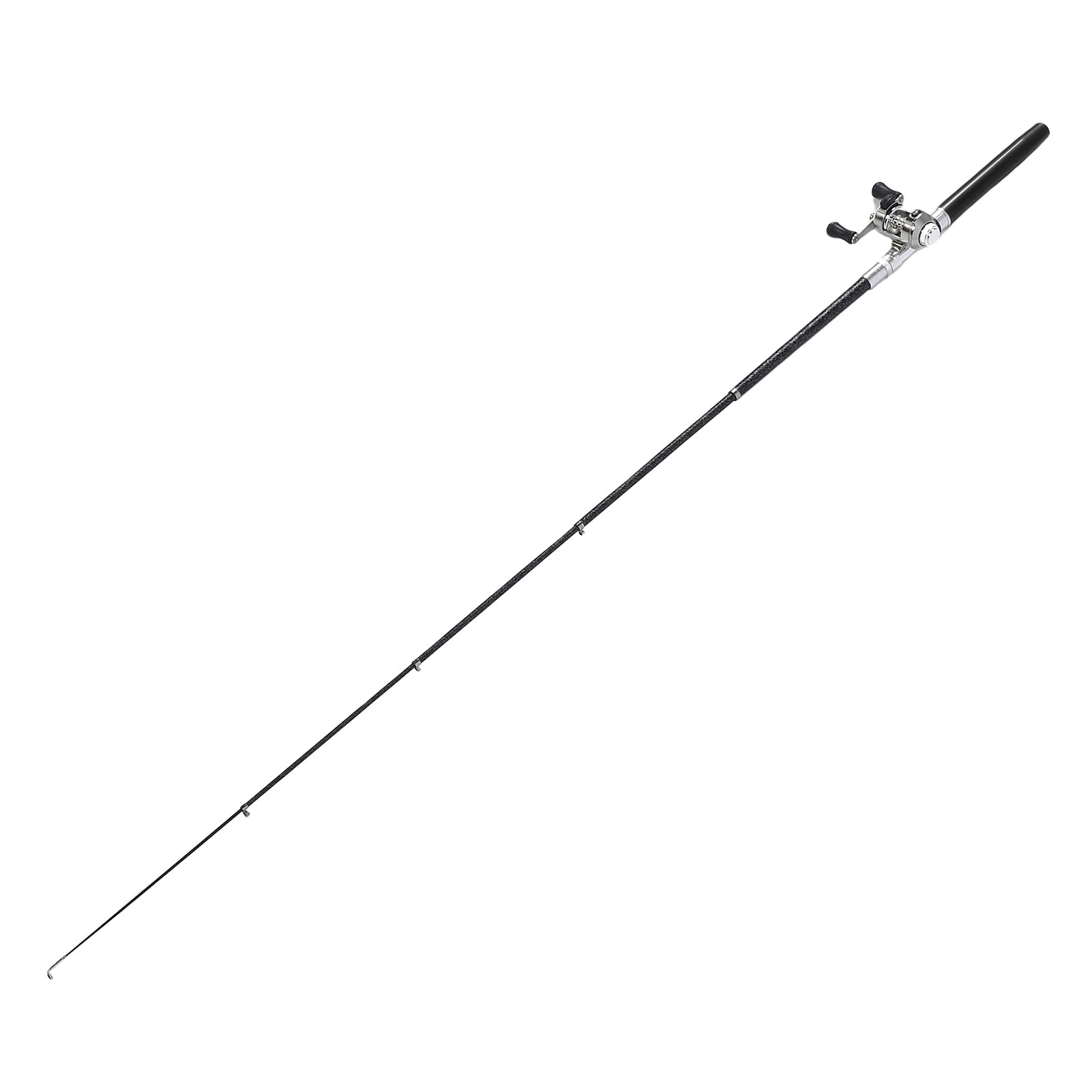 Przenośny Kieszonkowy Teleskopowy od 21 Cm do 95 Cm Mini Pen Fishing Combos i Kołki, Kieszeni na Rybak z Kołowrotkiem, do Połowy Lodowej River Lake i Tak Dalej (BLACK)